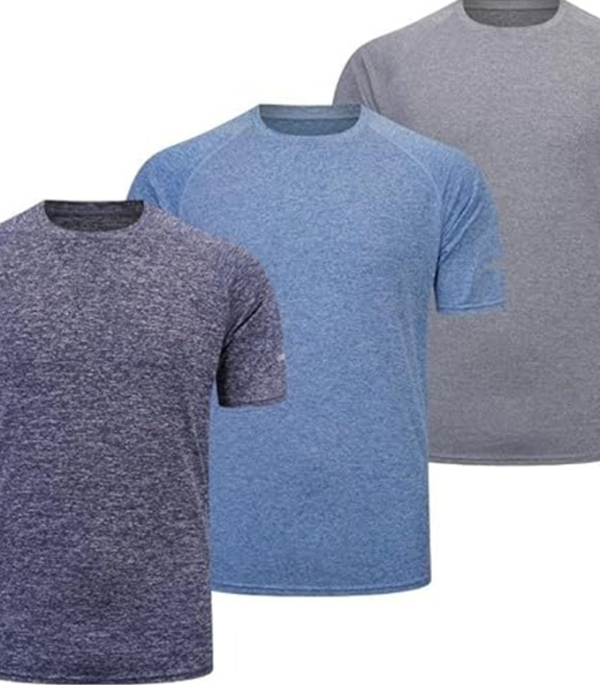 3 Pack Men T Shirts Running T Shirts Gym T Shirt Crew Neck