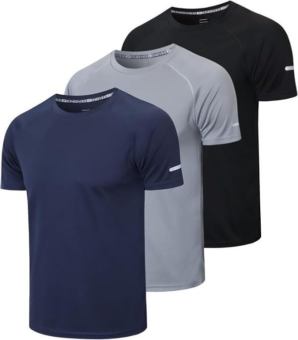 1/3 Pack Mens T-Shirts Quick Dry Short Sleeve Tops Moisture Wicking Active Athletic Running Work Shirts